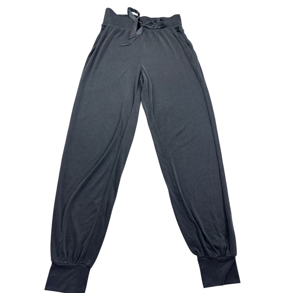 Victoria's Secret Ribbed Jogger Lounge Pants Gray Satin Tie Small  comfy pajama